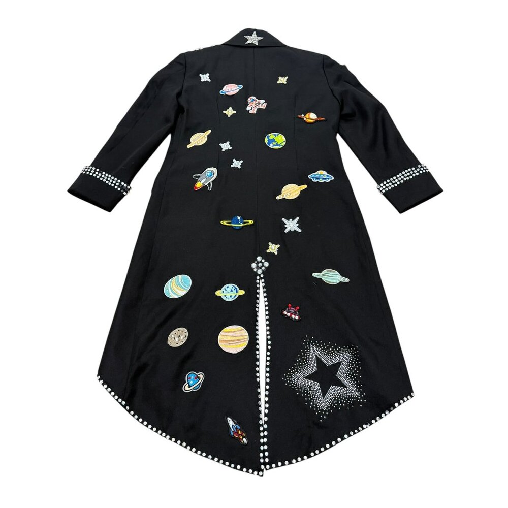Vintage 1990s Space Appliqué Black Statement Coat - Picture 11 of 11